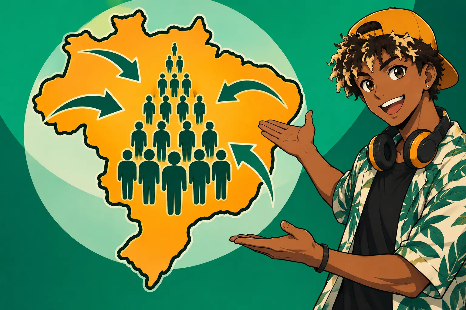 Capa de População brasileira: pirâmide e migrações