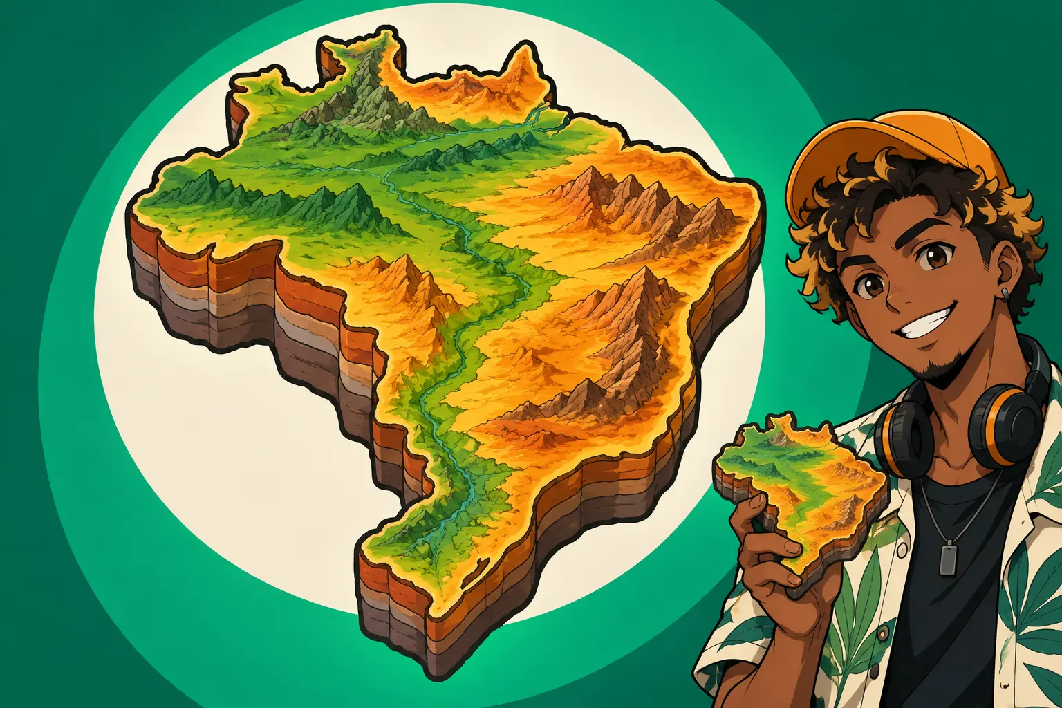 Capa de A estrutura geológica do Brasil e o relevo
