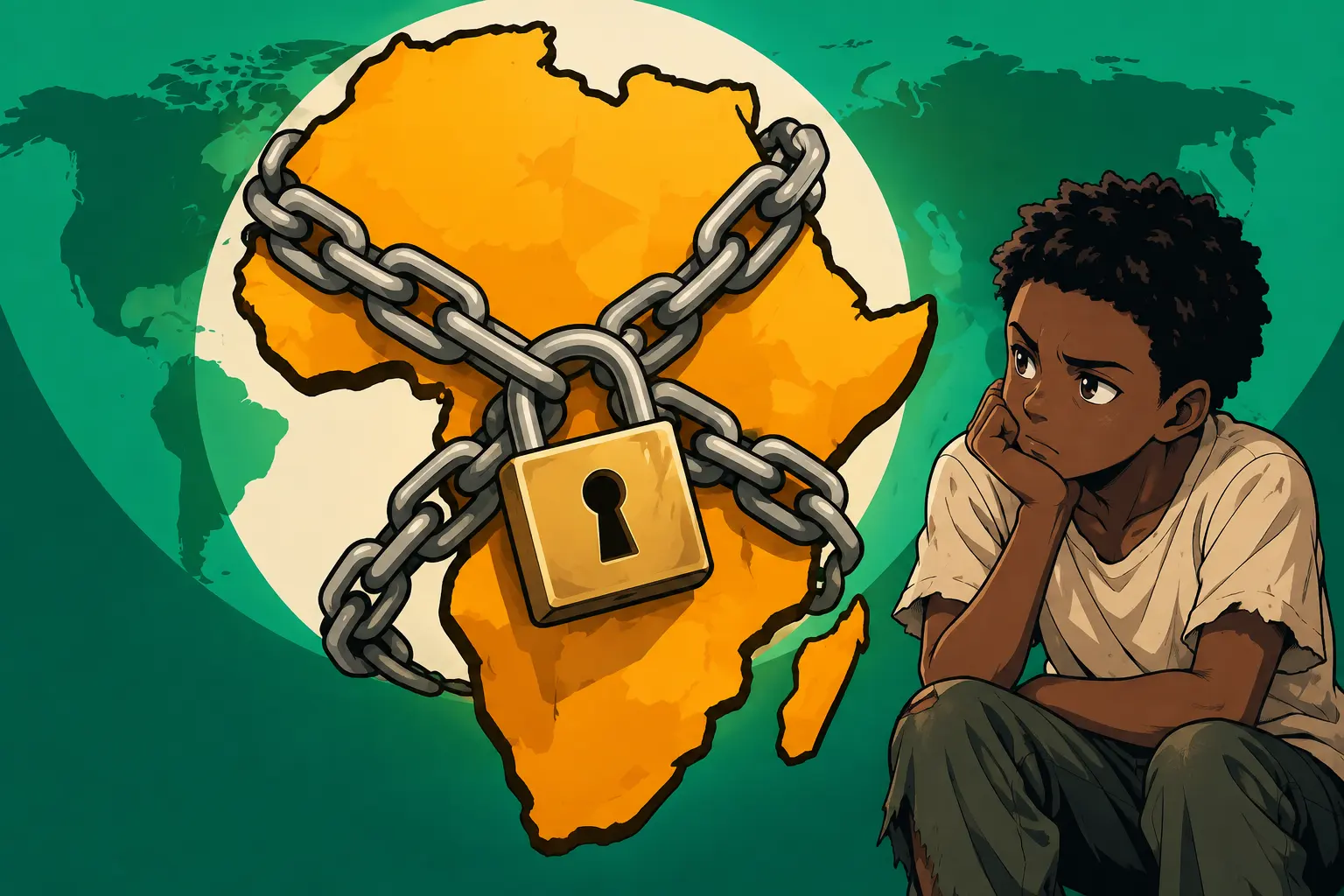 Capa de Geopolítica mundial e a pobreza no continente africano