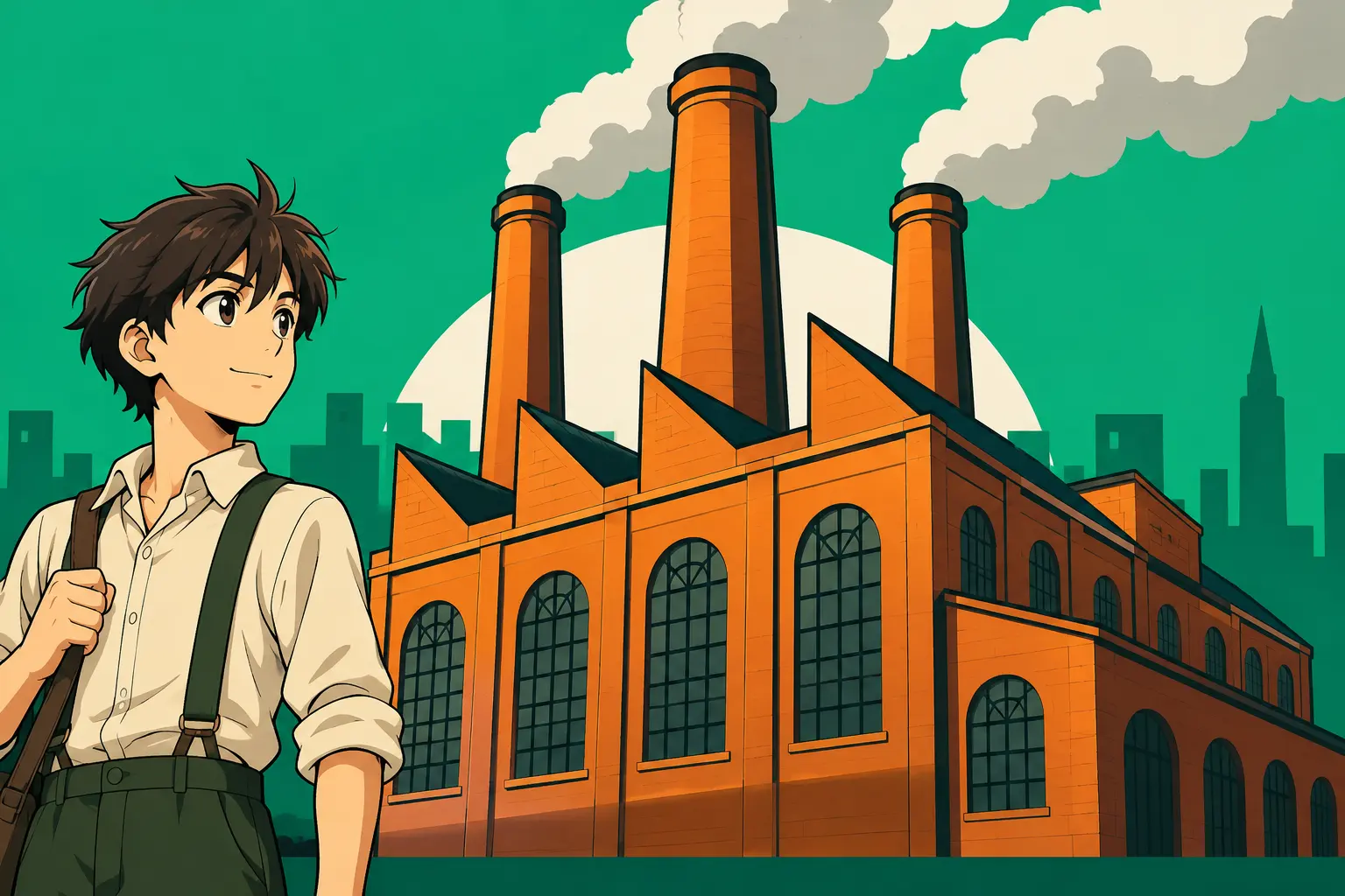 Capa de Revolução Industrial: fábricas e cidades